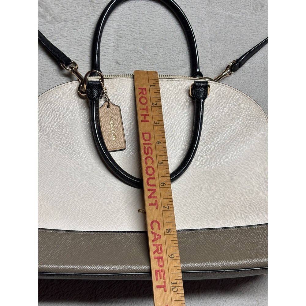 Coach Leather Sierra Dome Satchel Handbag Crossbody Cream / Brown /‎ Black - Picture 4 of 16